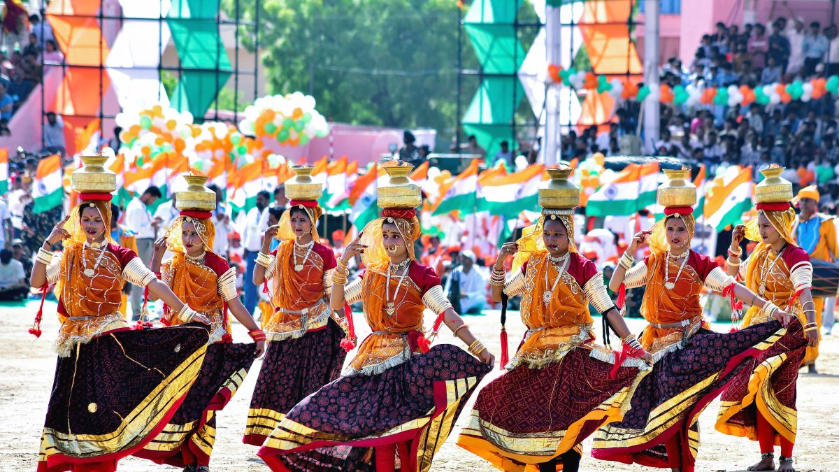 Artists perform at Karni Singh Stadium on 80th Independence Day