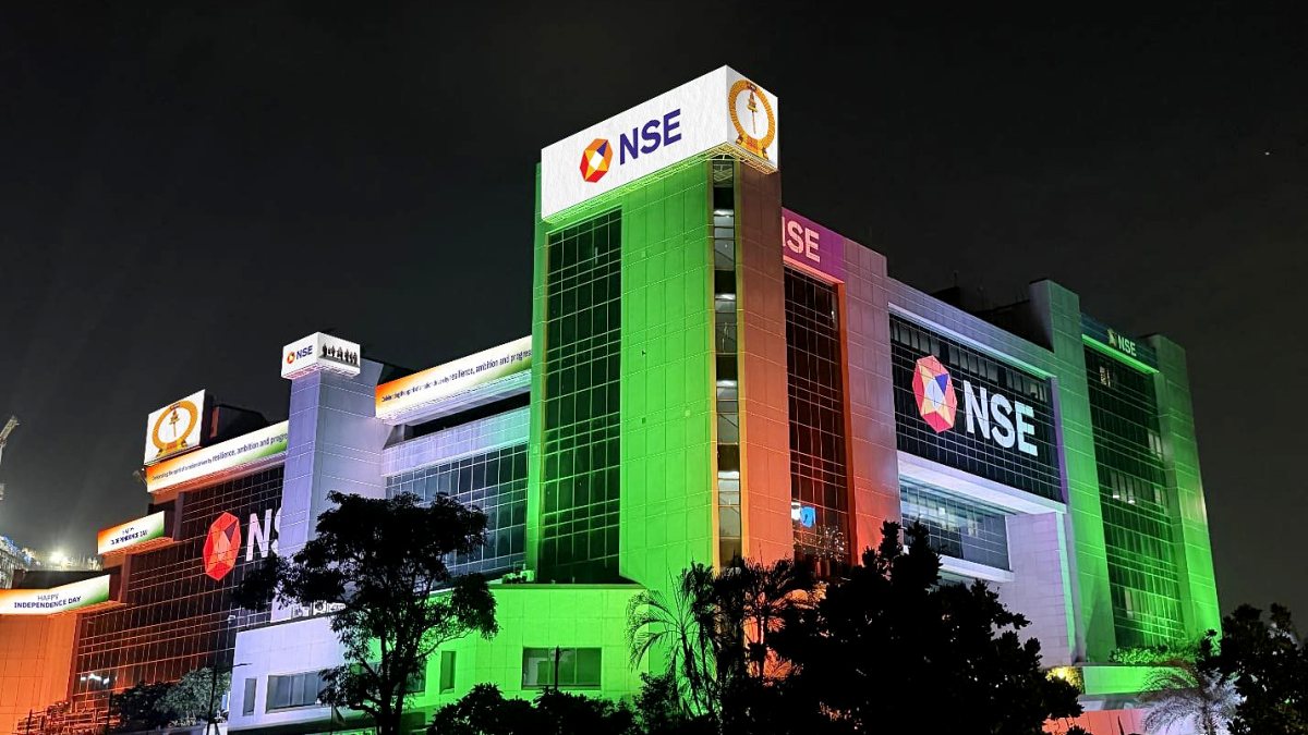 Illuminated NSE headquarters marks 80th Independence Day in Mumbai