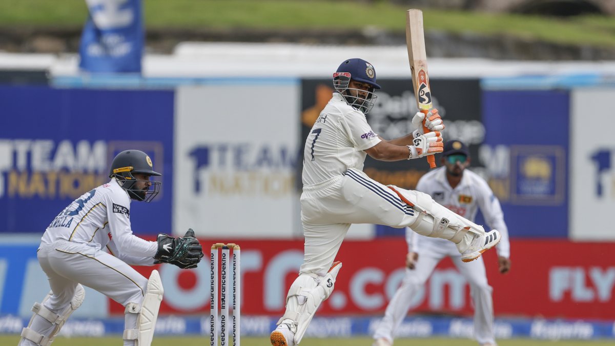Rishabh Pant plays a shot on day 2 of first Test in Galle