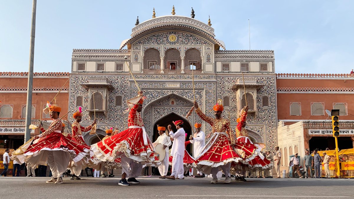 Jaipur artists perform traditional dance at Teej Mata procession