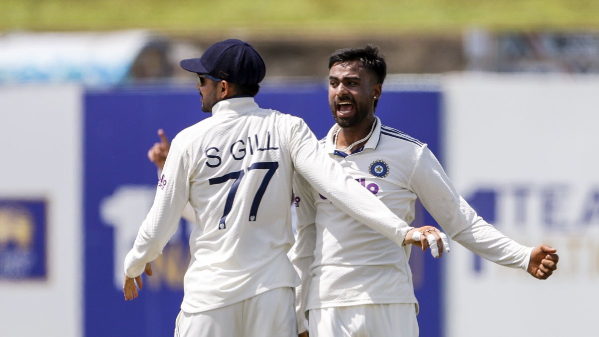 India celebrates Chandimal wicket on day three of first Test