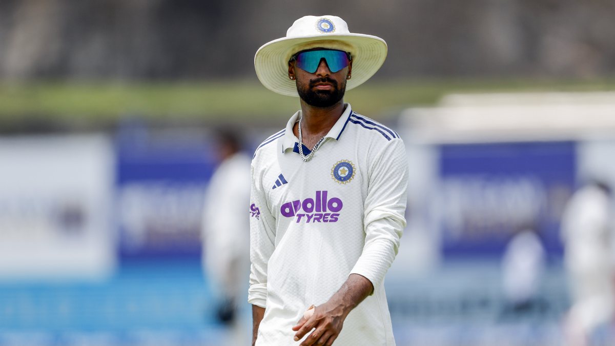 India's Manav Suthar bowls on day three of first Test in Galle