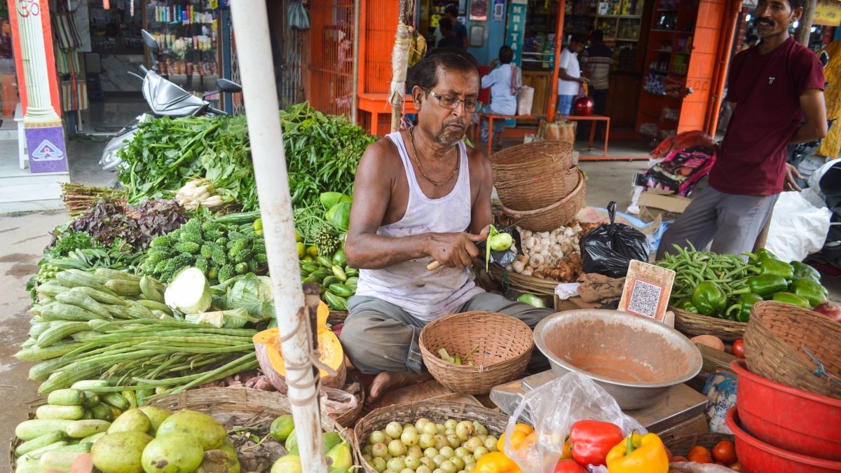 Vegetable vendors busy at Karimpur market in Nadia
