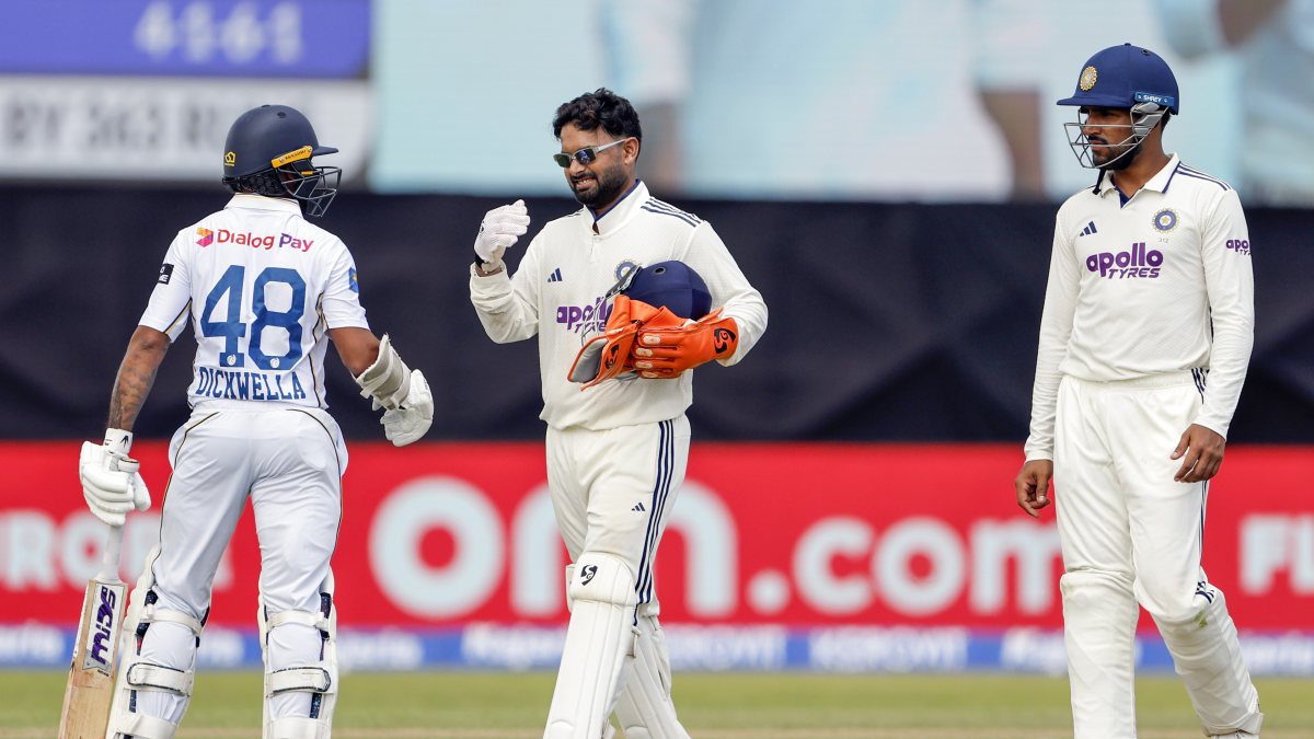 Rishabh Pant and Niroshan Dickwella in action on day three