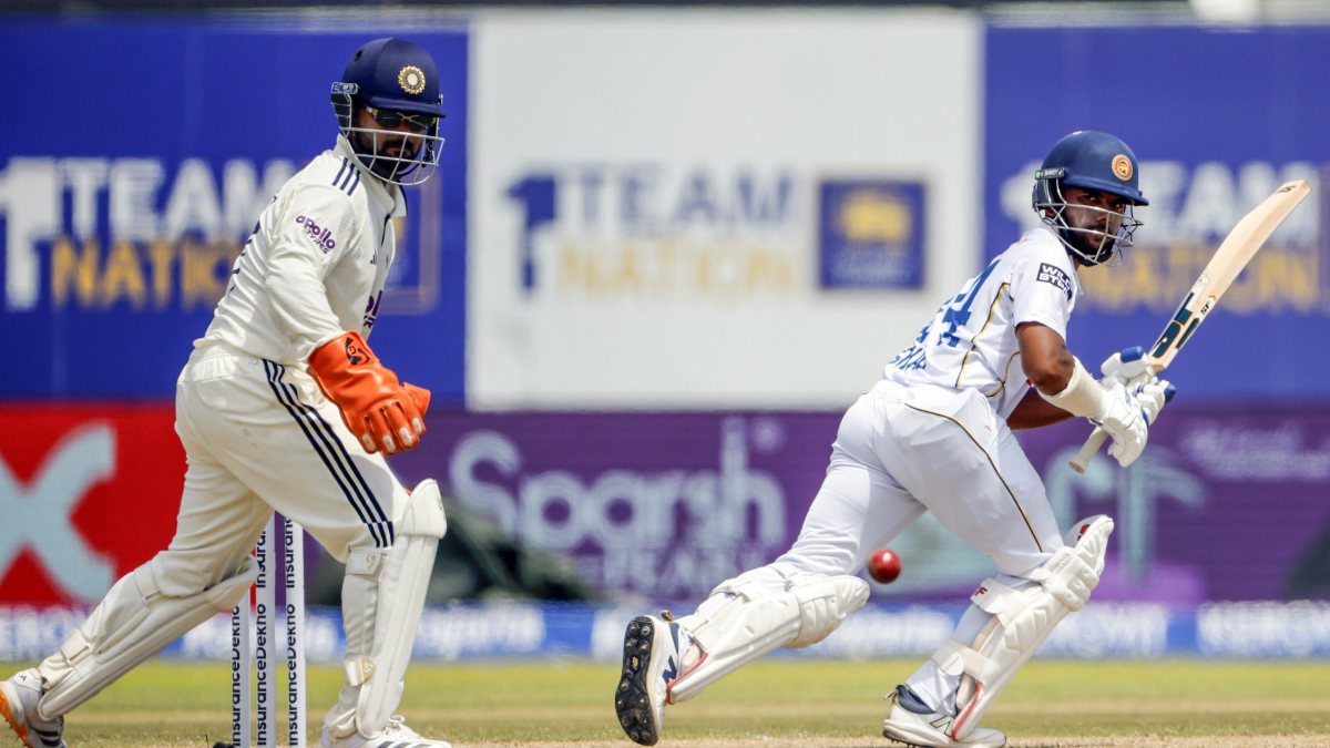 Sonal Dinusha plays shot on day 3 of first Test in Galle