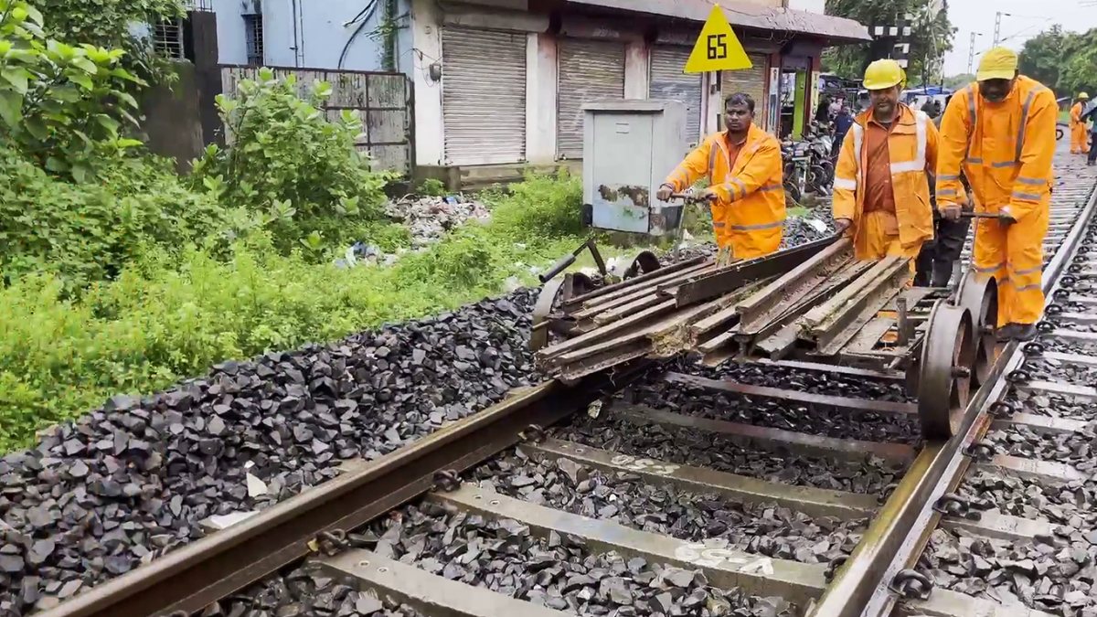 Railway track restoration underway after heavy rain in Odisha