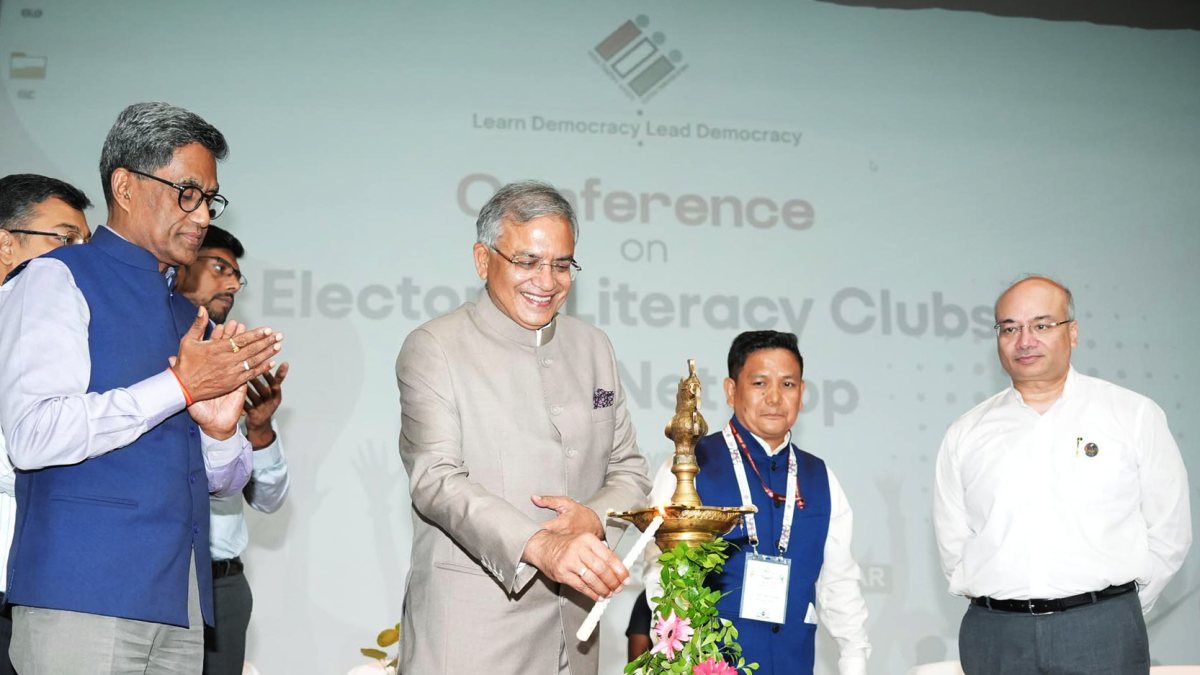 CEC lights lamp at Electoral Literacy Club 2.0 conference in Patna