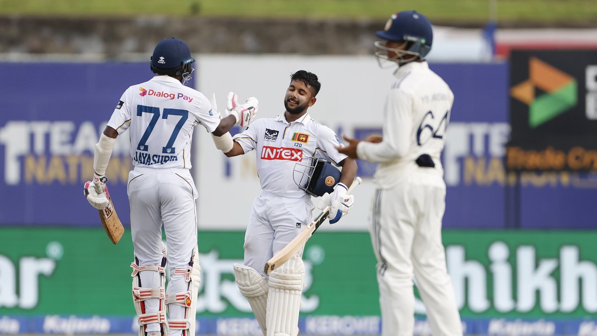 Sri Lanka's Dinusha celebrates century against India in Galle Test