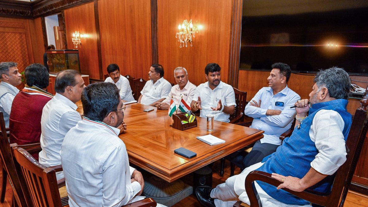 Karnataka MLAs meet CM Shivakumar at Vidhan Soudha