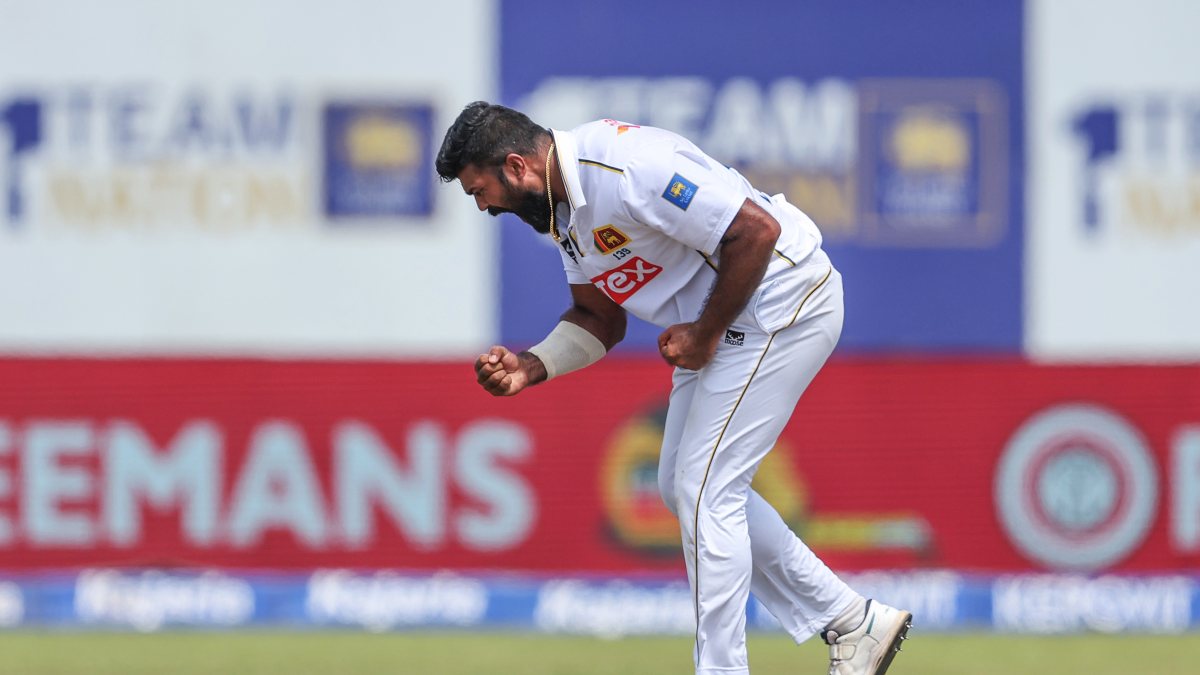 Kumara celebrates Pant's wicket on day four in Galle