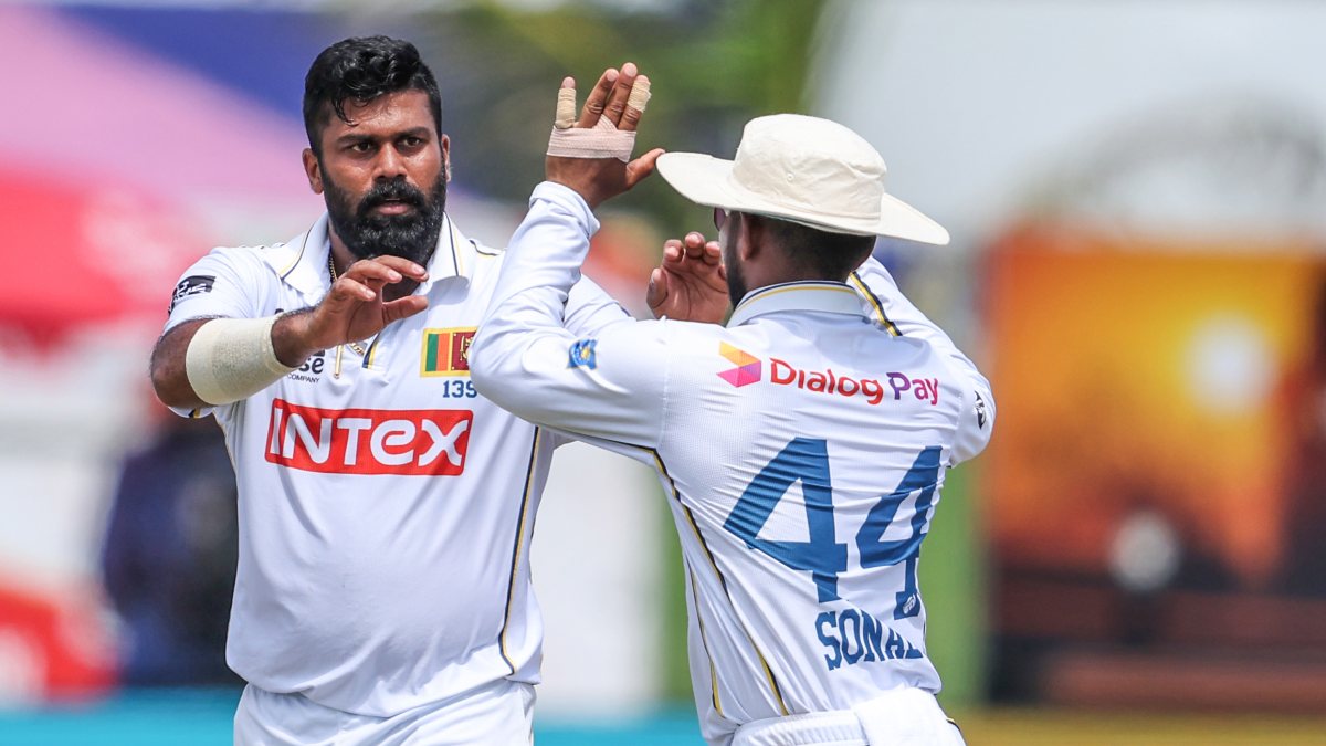 Kumara celebrates Pant's wicket on day four in Galle