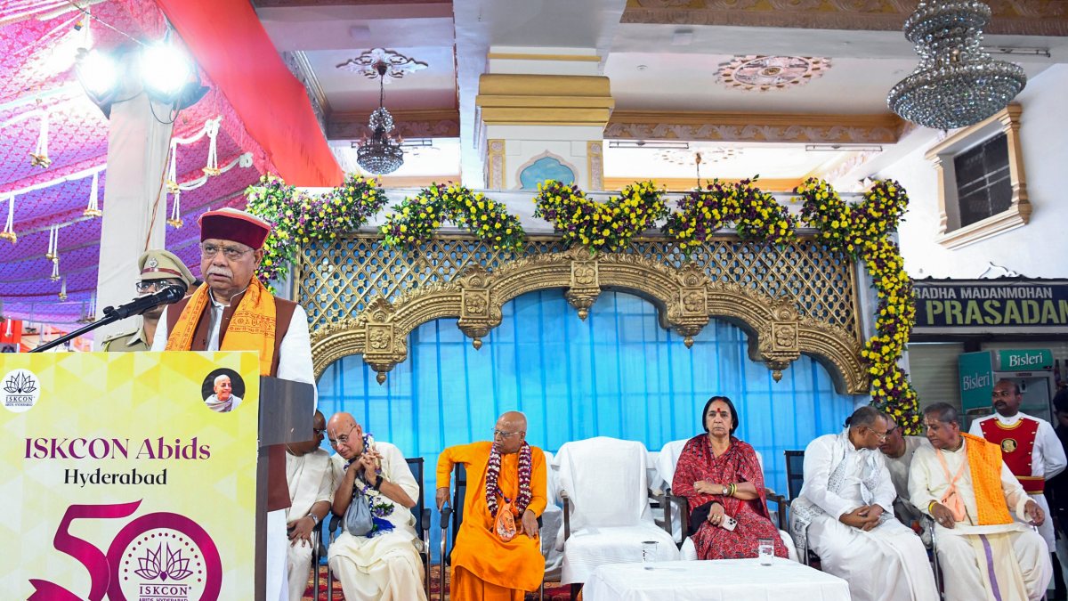 Telangana Governor attends ISKCON temple golden jubilee in Hyderabad