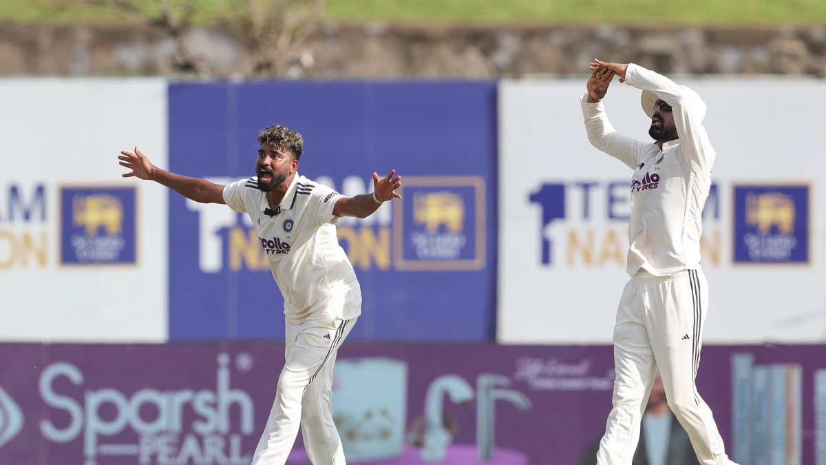 India's Siraj appeals during day four of first Test in Galle
