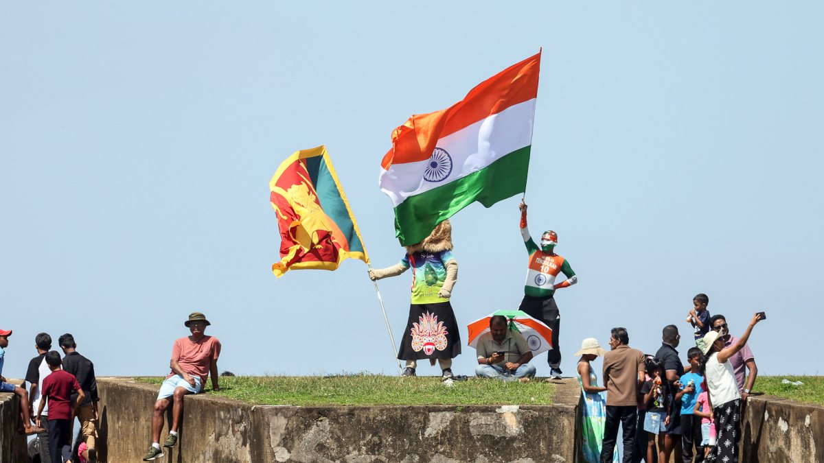 Fans wave flags on day five of India-Sri Lanka test