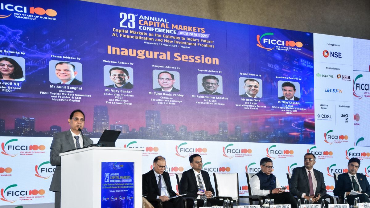 SEBI chief addresses FICCI capital markets conference in Mumbai