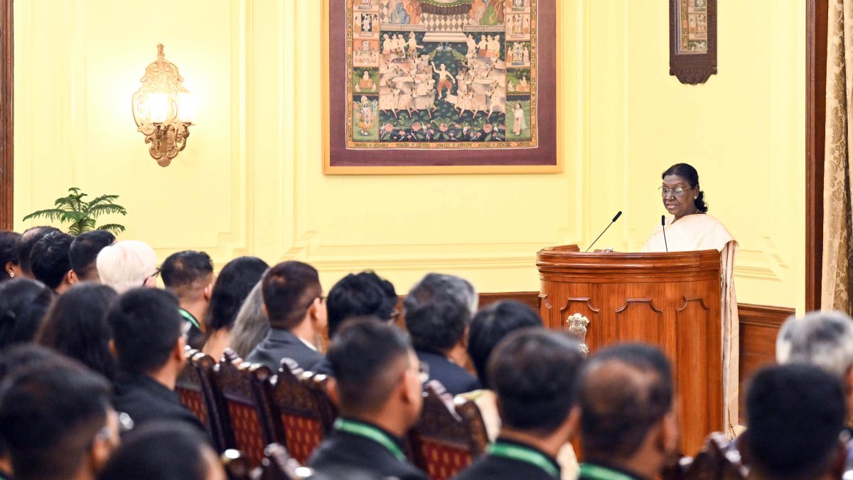 President Murmu addresses IIS and ISS officer trainees at Rashtrapati Bhavan