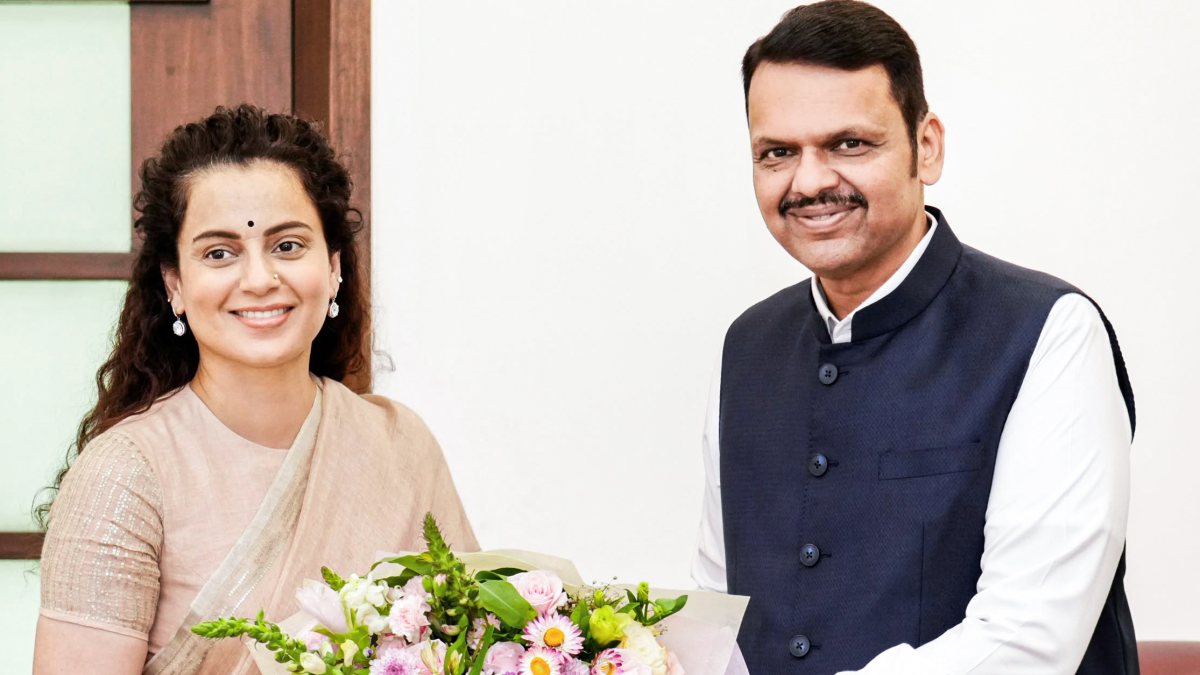 BJP MP Kangana Ranaut meets Maharashtra CM Fadnavis in Mumbai