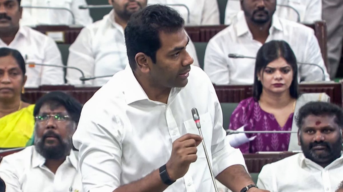 TVK MLA Aadhav Arjuna addresses TN Assembly budget session