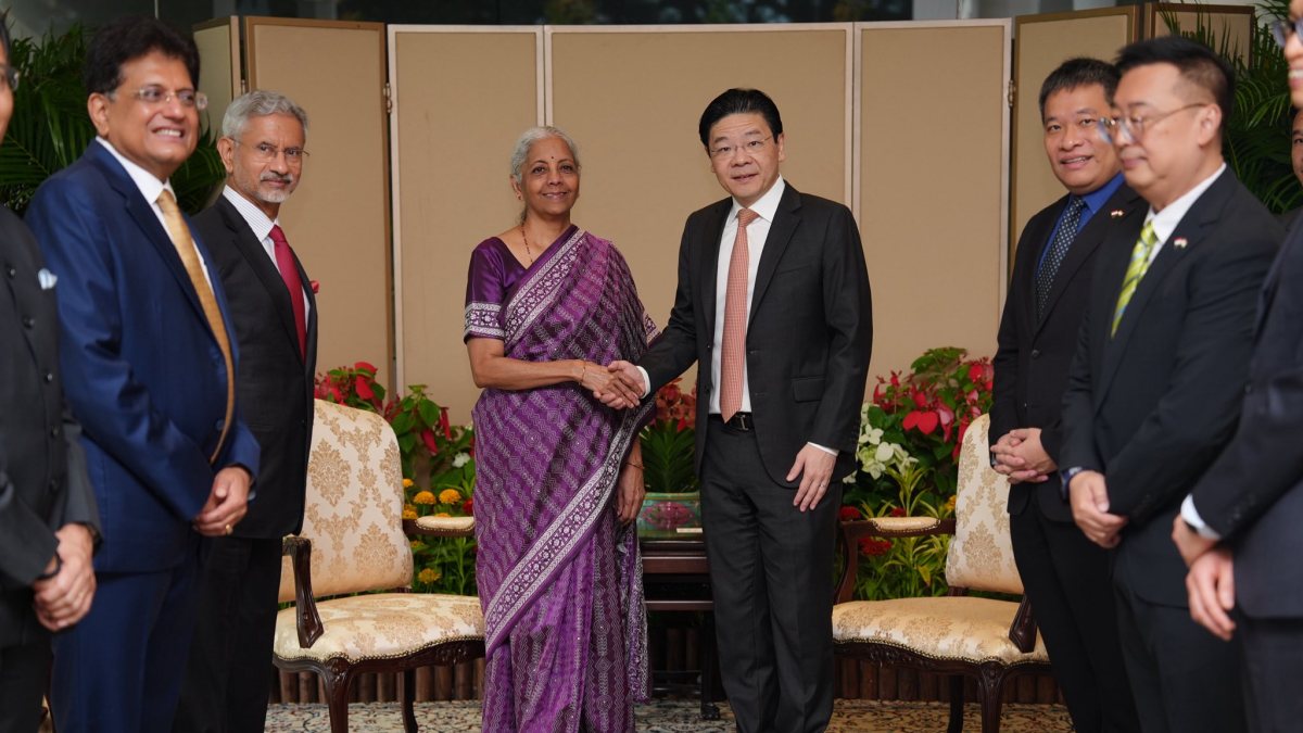 Sitharaman meets Singapore PM Lawrence Wong at The Istana