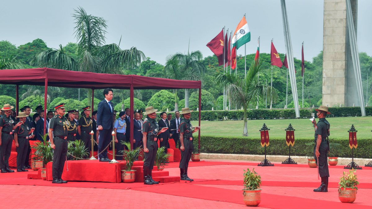 Japan defence minister inspects tri-services guard of honour in Delhi