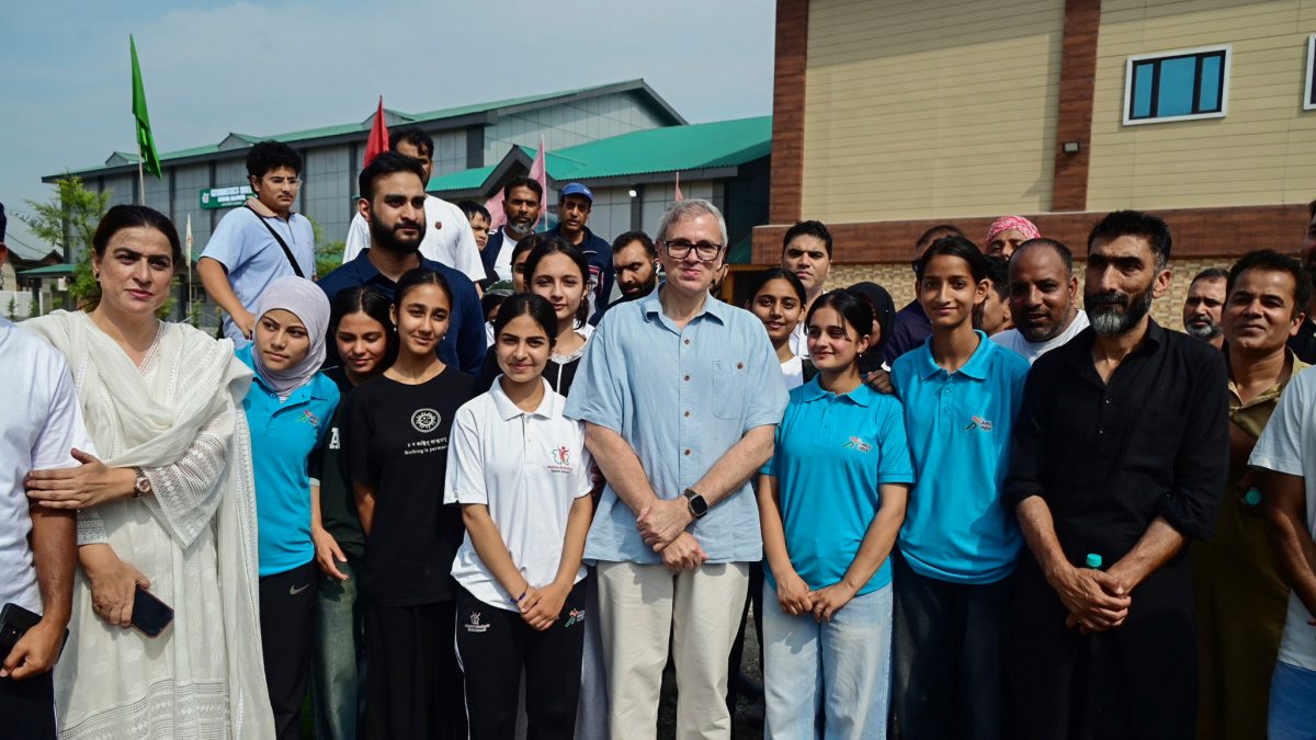Omar Abdullah inspects new sports facilities in Srinagar