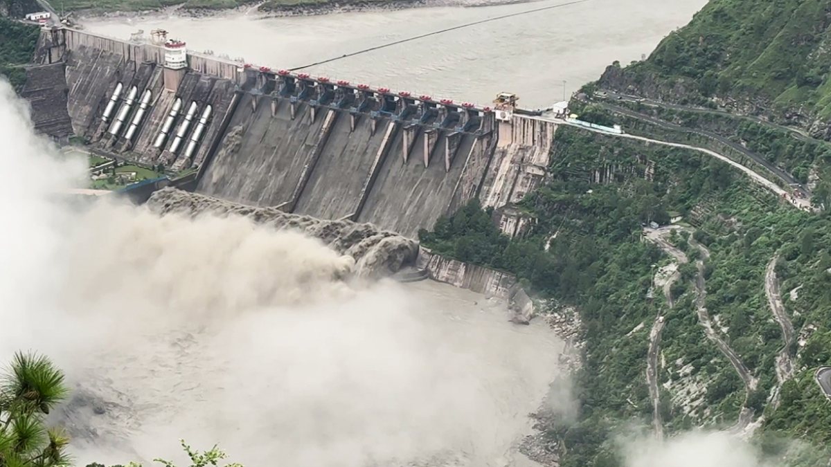 Salal Dam spillway gates opened as rainfall raises water inflow