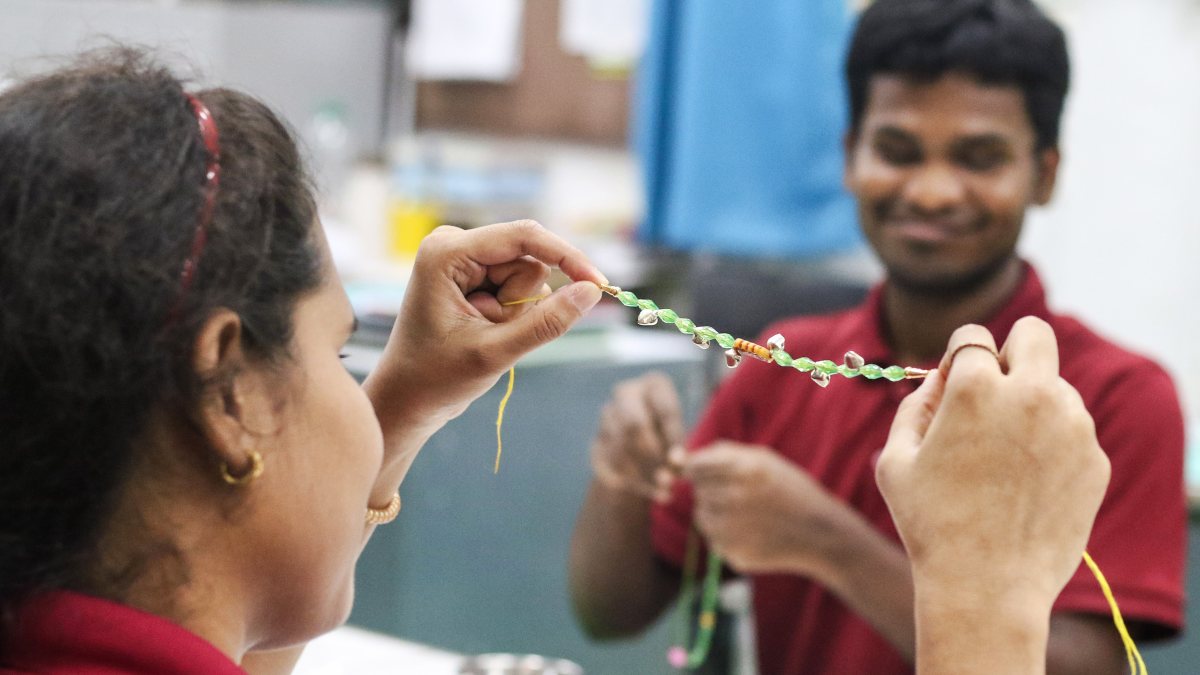 Blind students craft rakhis ahead of Raksha Bandhan in New Delhi