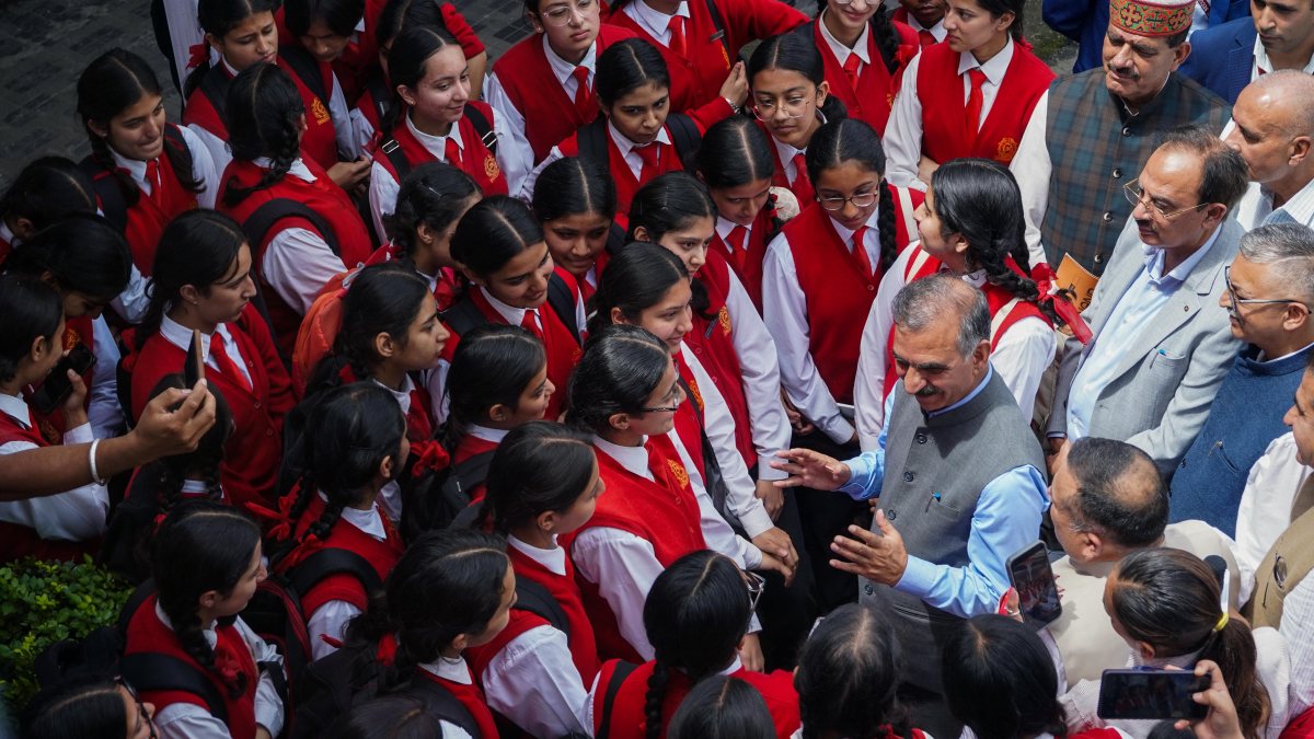 Himachal CM interacts with students at Assembly premises in Shimla