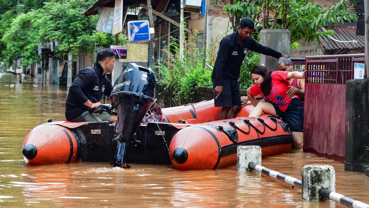 SDRF rescues woman from flooded Guwahati area after heavy rain