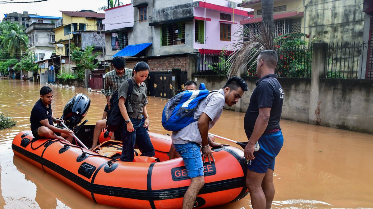 SDRF conducts rescue operations in flood-hit Guwahati