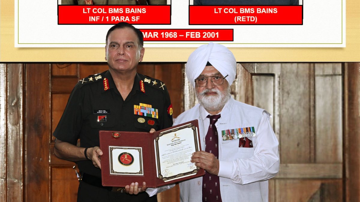 Army Chief honours Lt Col BMS Bains with Yoddha Seva Samman