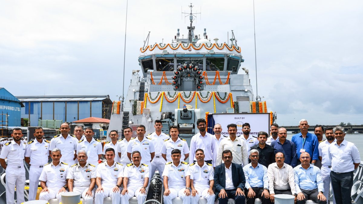 Navy receives ASW shallow water craft Mangrol in Kochi