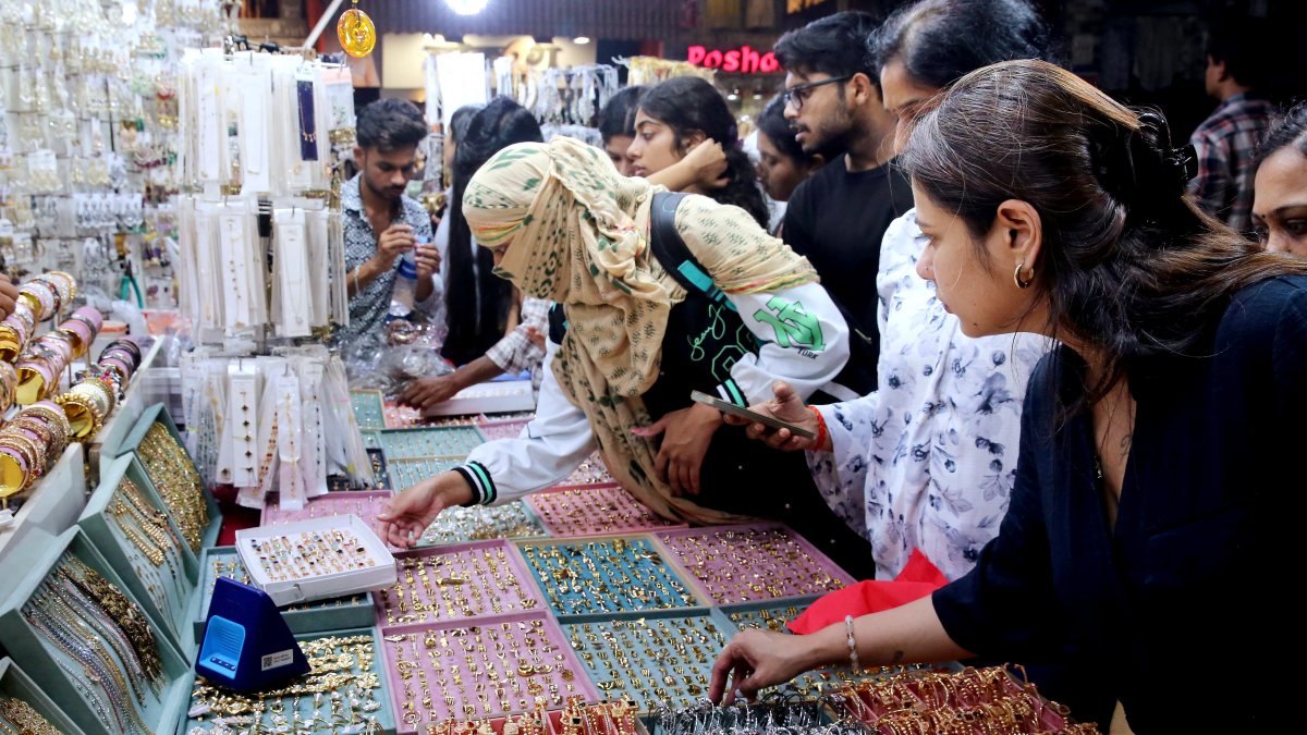 Women shop in Bhopal market ahead of Raksha Bandhan