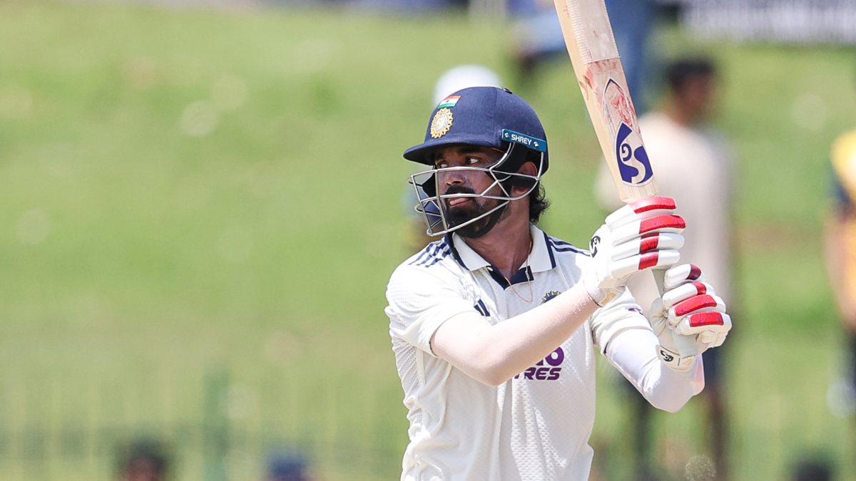 KL Rahul plays a shot on Day 1 of second Test in Colombo
