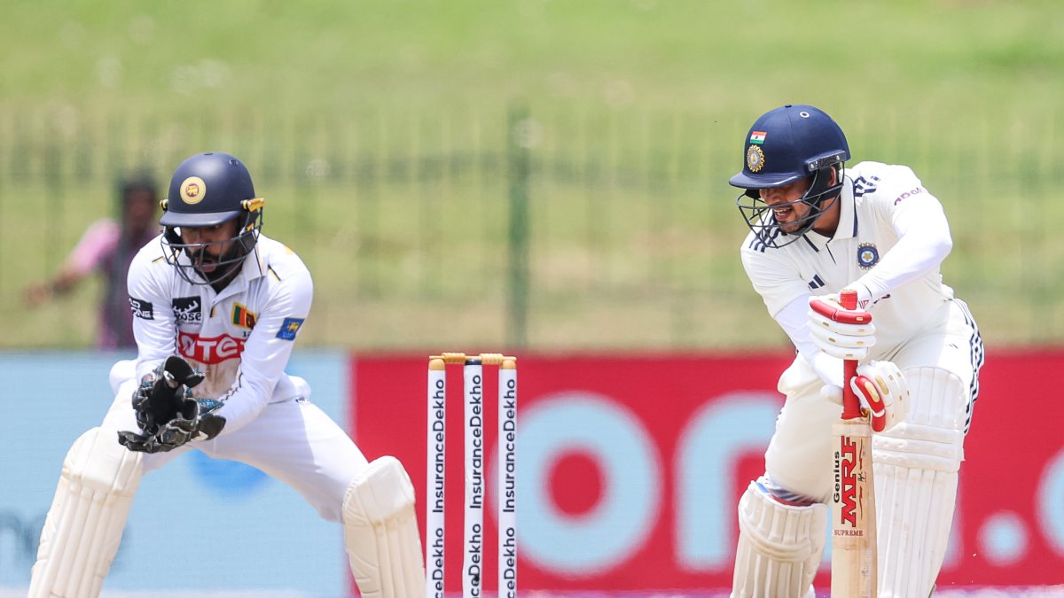 Shubman Gill plays a shot on Day 1 of second Test in Colombo