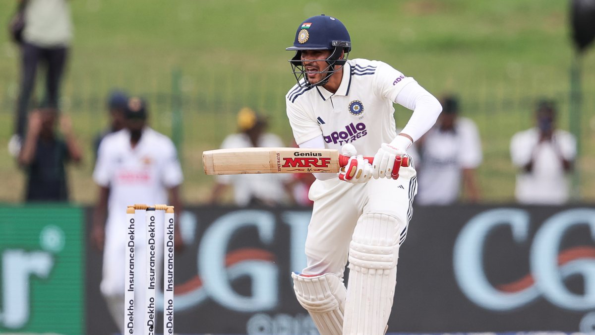 Shubman Gill plays a shot on Day 1 of second Test in Colombo