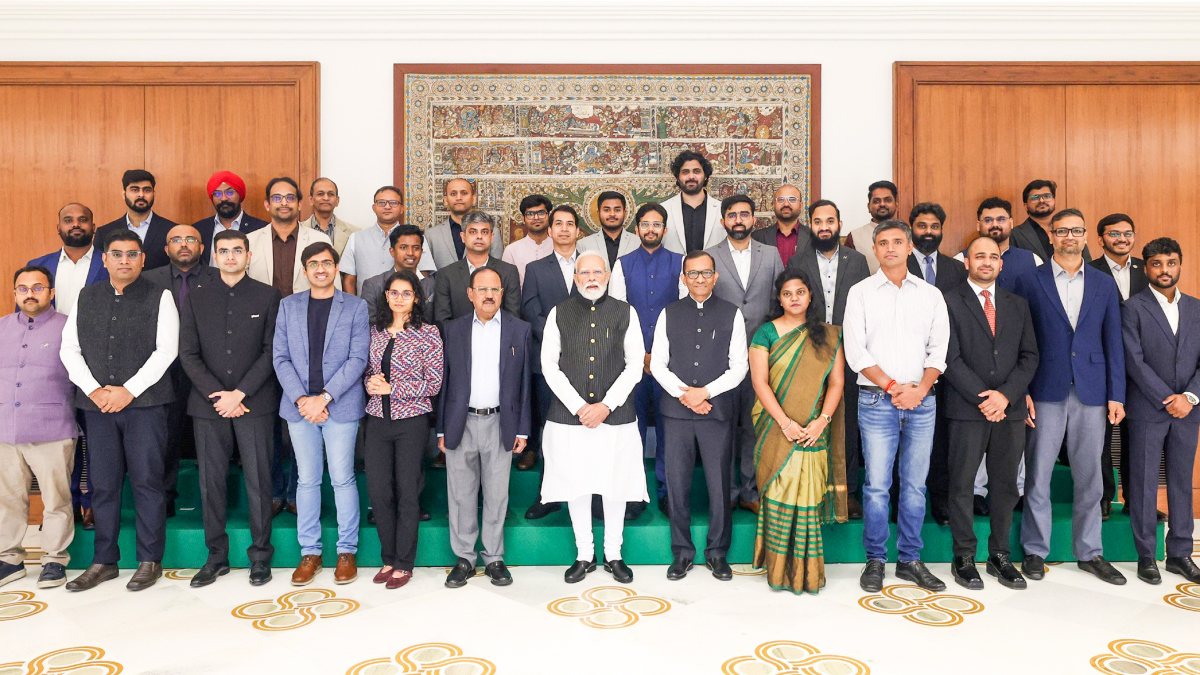 PM Modi clicks group photo with space startup founders on National Space Day