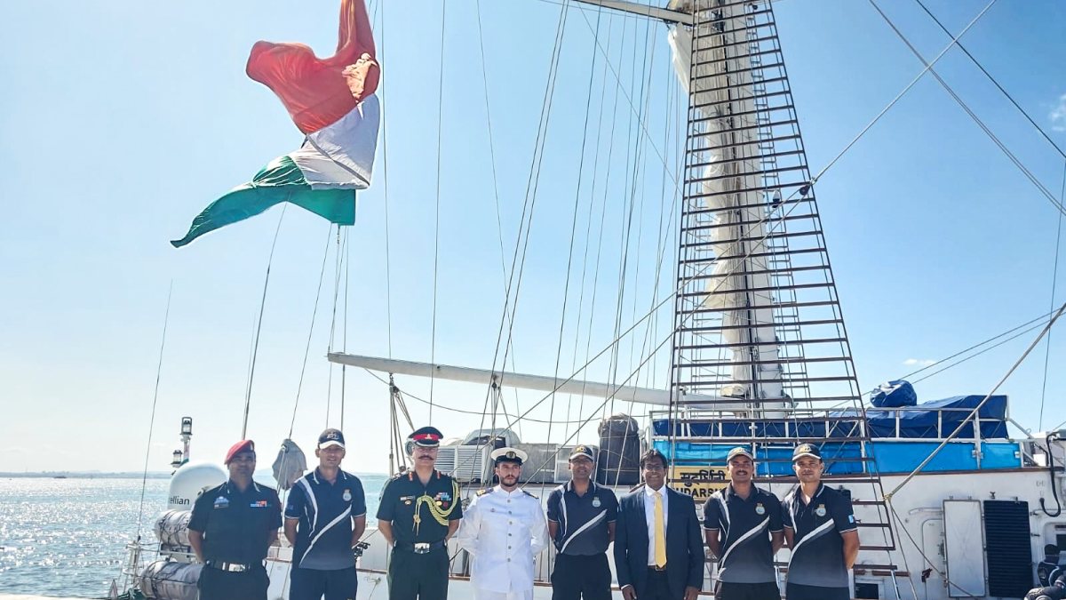 Indian Navy ship INS Sudarshini docks in Lisbon on expedition