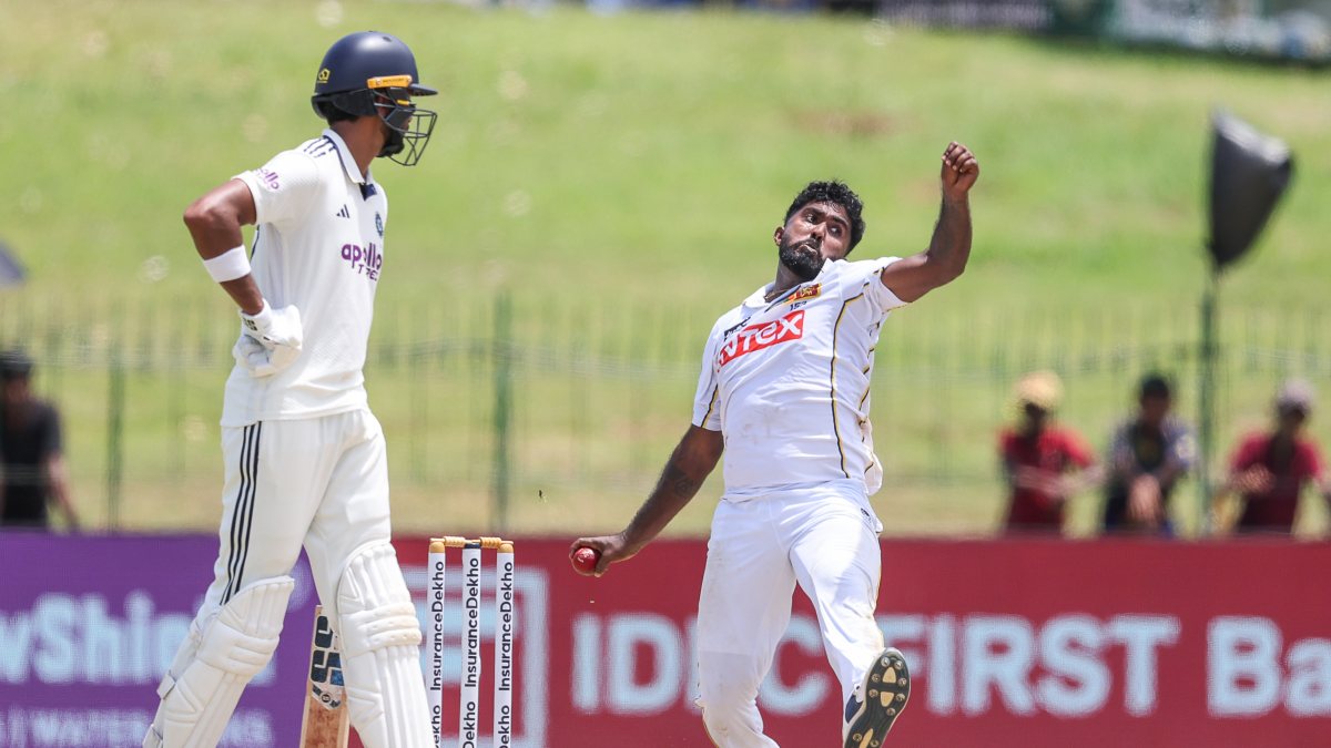Sri Lanka's Asitha Fernando bowls on day one of second Test
