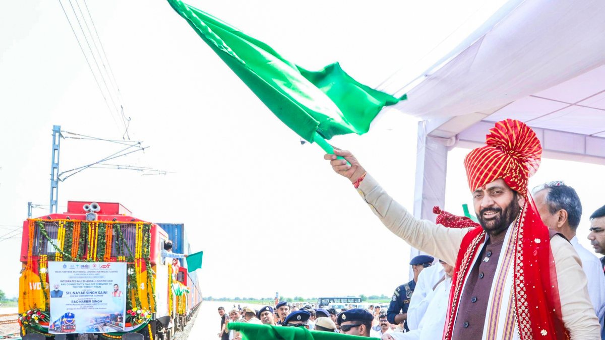 Haryana CM flags off first freight train at new logistics hub