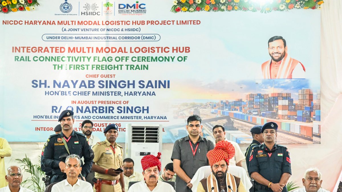 Haryana CM flags off first freight train at new logistics hub