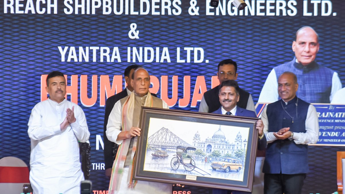 Rajnath Singh attends Bhumi Pujan for defence facilities in Kolkata