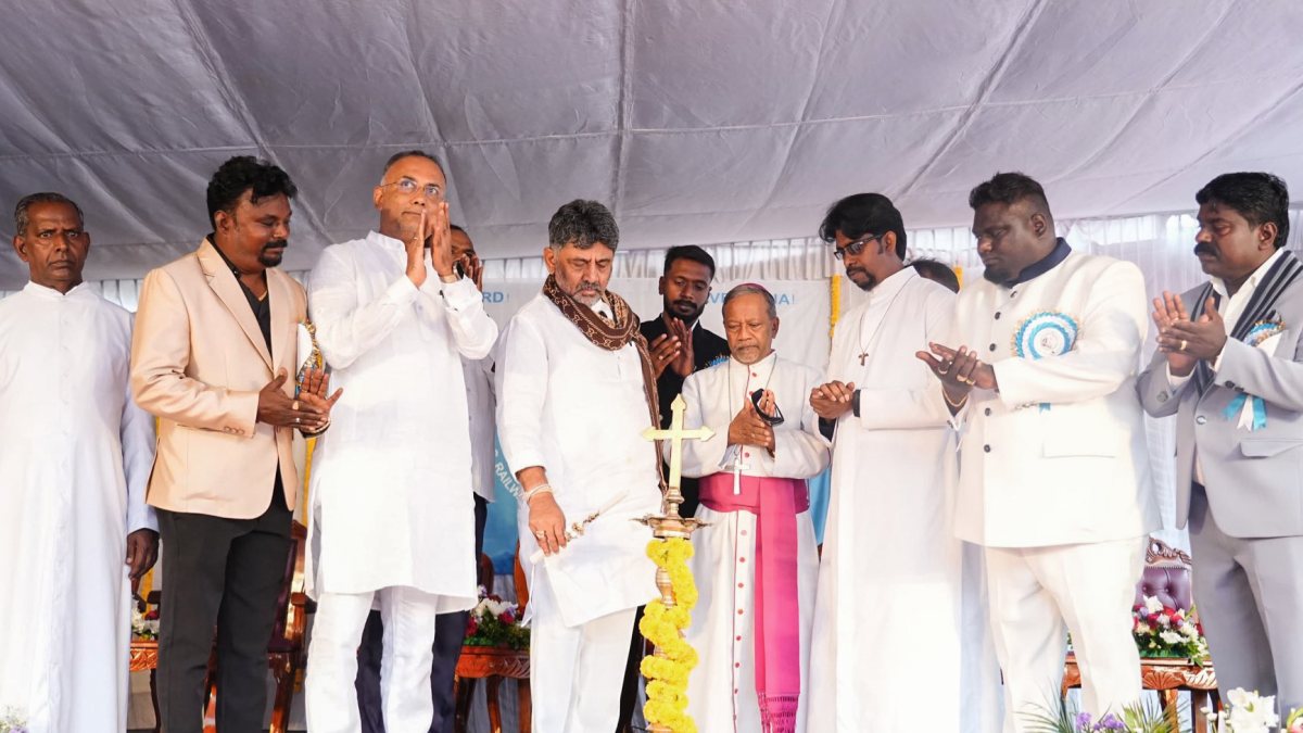 Karnataka CM Shivakumar lights lamp at church's 125th anniversary