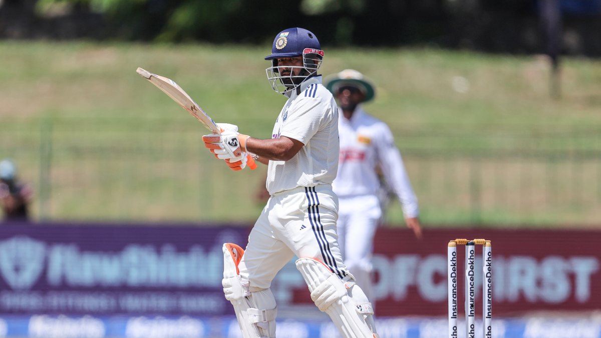 Rishabh Pant in action on day two of second Test in Colombo