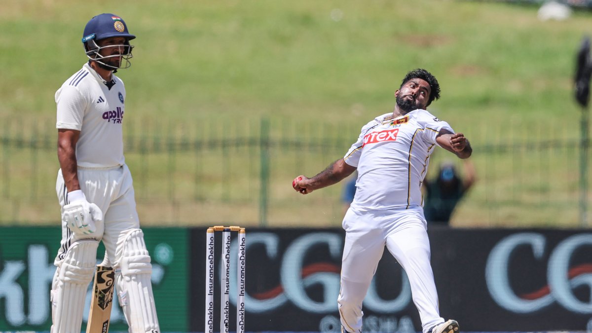 Sri Lanka's Asitha Fernando bowls on day two of second test