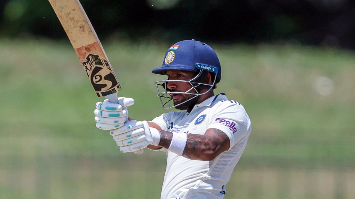 Dhruv Jurel plays a shot on day two of second Test in Colombo