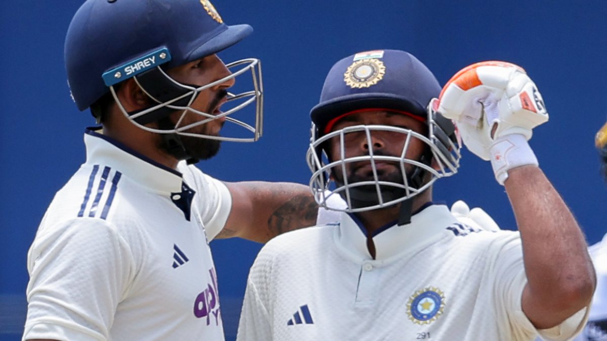 Rishabh Pant celebrates half-century on day two of second Test