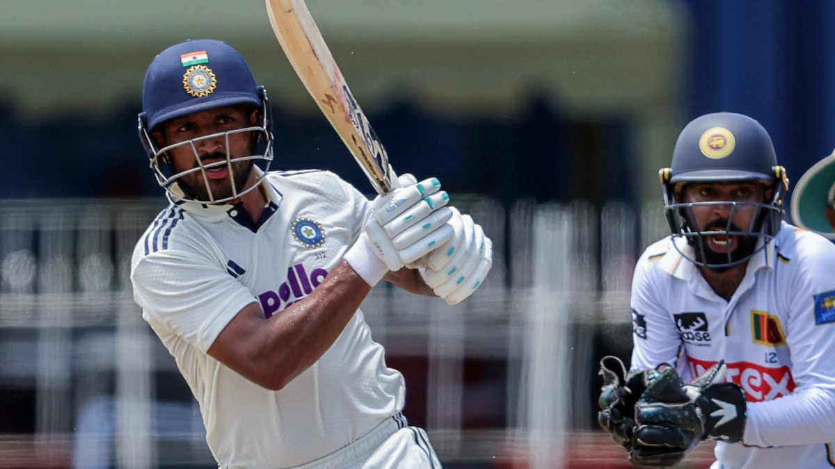 Dhruv Jurel plays a shot on day two of second Test in Colombo