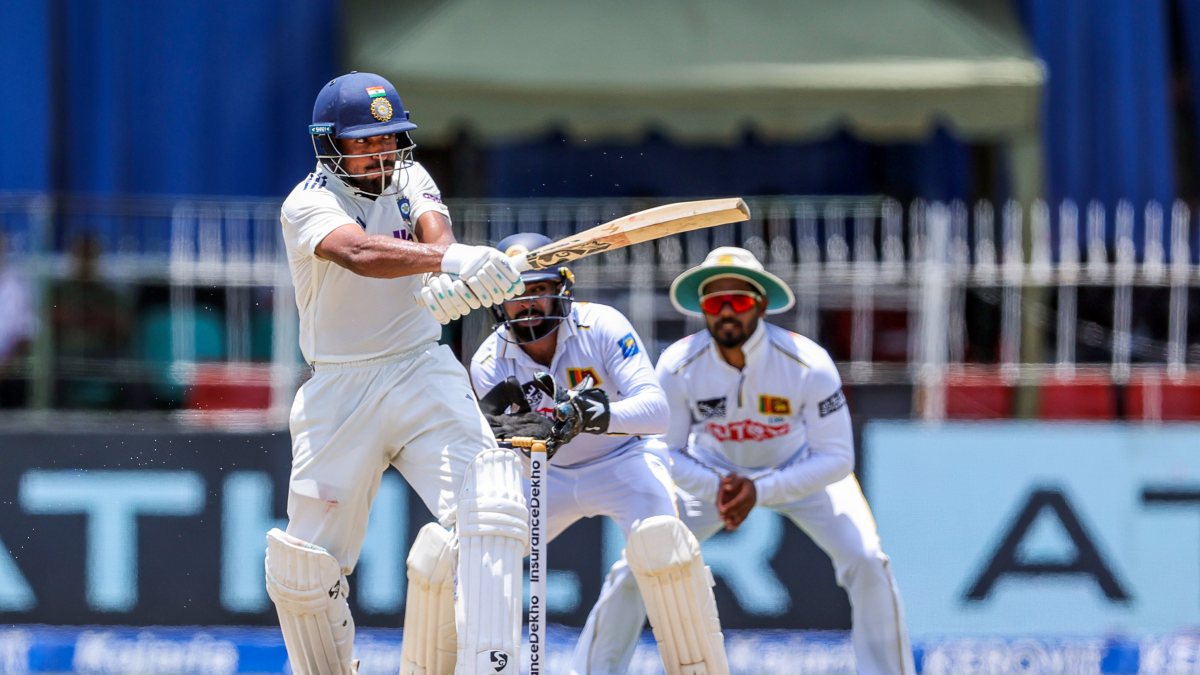 Dhruv Jurel plays a shot on day two of second Test in Colombo