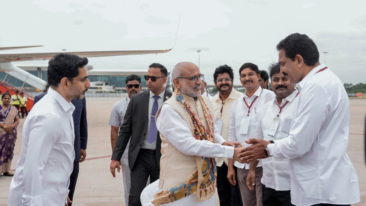 VP Radhakrishnan receives warm welcome at Vijayawada airport